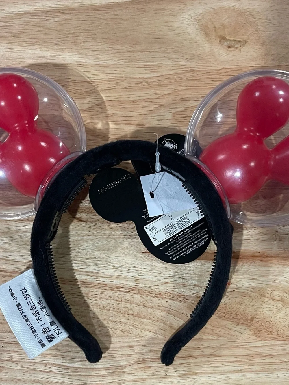 Disney Black Headband with light up Red Mickey Balloons